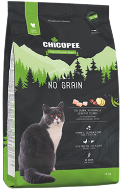 Беззерновий сухий корм для котів з чутливим травленням Chicopee HNL Cat No Grain 018128 фото