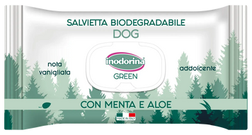 Влажные биоразлагаемые салфетки Inodorina Green Menta e Aloe с мятой и алоэ для всех типов шерсти собак, 30 шт 230.0140.003 фото
