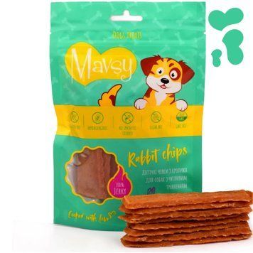 Ласощі дієтичні для собак з чутливим травлення Mavsy RABBIT chips з м'яса кролика, 100 г LSR02 фото