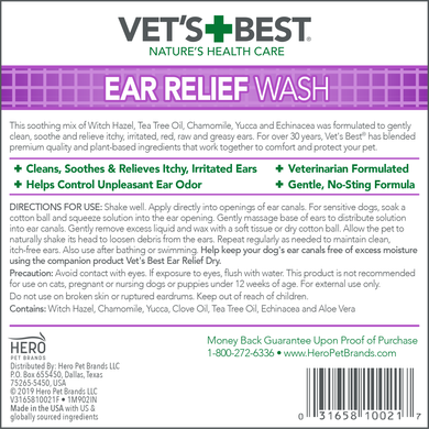 Жидкое очищающее средство для ушей собак Vet's Best Ear Relief Wash, цена | Фото
