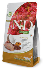 Сухий корм для кішок Farmina N&D Quinoa Skin&Coat ADULT дієт. харчування, при харчовій алергії з перепелом, кіноа, кокос та куркума 1.5кг PND0030017 фото