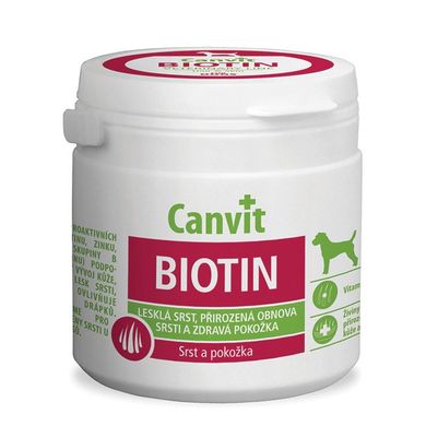 Пищевая добавка для кожи и шерсти собак Canvit BIOTIN, 100 г, 100 шт. 80350 фото