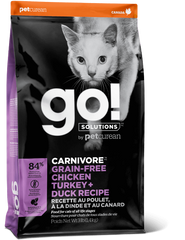 Беззерновий сухий корм для кошенят і котів GO! Solutions Carnivore Grain Free Chicken, Turkey, Duck 4 види м'яса 127-1704 фото