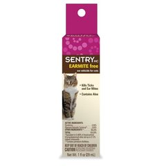 Капли с алоэ против ушного клеща для котов SENTRY Earmite Free, цена | Фото