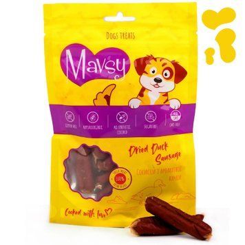 Ласощі для собак Mavsy Dried DUCK Sausage сосиски з качки, 100 г LSS08 фото