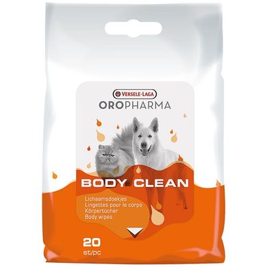 Очищающие салфетки Versele-Laga Oropharma Body Clean для собак и котов, 20 шт. 605738 фото
