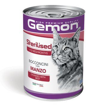 Влажный корм для кошек GEMON Cat Adult Sterilised с кусочками говядины Gemon_70300704 фото
