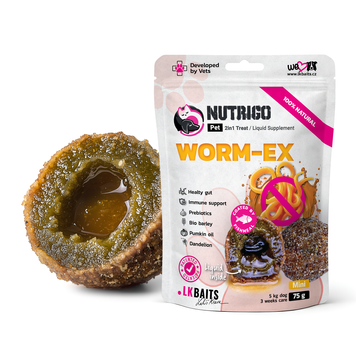 Функціональні ласощі для собак дрібних порід LK Baits Pet Nutrigo Worm-Ex Mini з рослинним комплексом для кишківника (&Oslash; 15 мм), 75 г 7777027 фото
