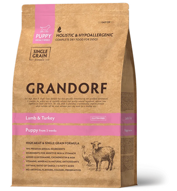 Сухий корм для цуценят від 3 тижнів Grandorf Dog Puppy Lamb & Turkey з ягням та індичкою GR91101 фото