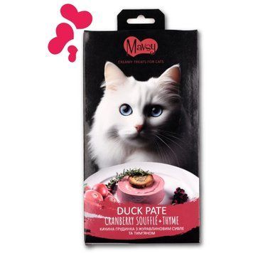 Лакомство кремовое для кошек Mavsy Creamy superfood DUCK BREAST PATE WITH CRANBERRY SOUFFL&Eacute; AND THYME в виде паштета из утиной грудинки, клюквенного суфле и тимьяна, 15 г (5 шт) MAVSY05 фото