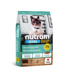 I19 Nutram Ideal Solution Support Skin, Coat & Stomach - холистик корм для кошек с чувствительной кожей и пищеварением (курица/рис/лосось), цена | Фото