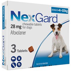 Жевательные таблетки от блох и клещей NexGard 28 мг для собак 4-10 кг 42860 фото