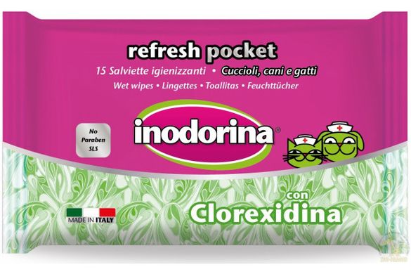 Серветки дезинфікуючі Inodorina Refresh Clorexidina з хлоргексидином 15 шт 230.0090.001 фото