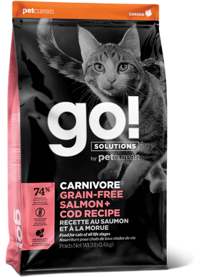 Беззерновий сухий корм для кошенят і котів GO! Solutions Carnivore Grain Free Salmon + Cod Recipe з лососем і тріскою 127-3071 фото