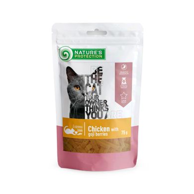 Лакомство для котов, снеки из курицы с ягодами годжи, Nature's Protection snack for cats with chicken and goji berries, 75г SNK46111 фото