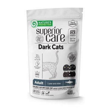 Сухий беззерновий корм для дорослих котів з темним забарвленням Nature's Protection Superior Care Dark Cats Grain Free Herring з оселедцем NPSC47780 фото
