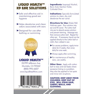 Засіб для чищення вух собак Liquid Health K9 Ear Solutions, 355 мл LH-0006 фото
