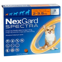 Таблетки от блох, клещей, гельминтов NexGard Spectra 0,5 мг для собак 2-3,5 кг, цена | Фото