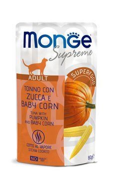 Влажный корм для кошек MONGE CAT Adult тунец с тыквой и молодой кукурузой Monge_70006842 фото