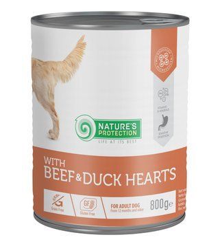 Вологий корм для дорослих собак з яловичиною та качиним серцем Nature's Protection with Beef & Duck Hearts 800 г KIK45605 фото