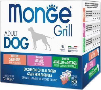 Влажный корм для собак Monge Dog GRILL MIX лосось/ягненок/свинина/ Monge_70017503 фото