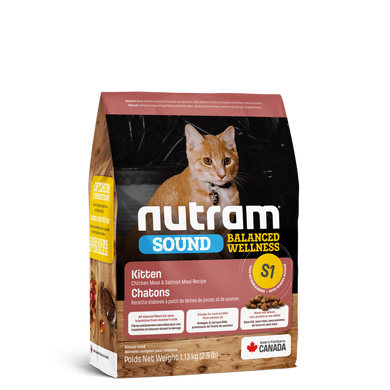 S1 Nutram Sound Balanced Wellness Kitten - холистик корм для котят (курица/лосось) S1_(340g) фото