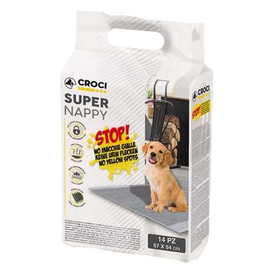 Пеленки для щенков и собак Croci Super Nappy с активированным углем, 54x57 см, 14 шт. C6028170 вугілля фото