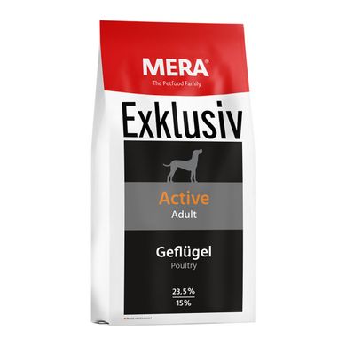 Сухой корм для взрослых активных собак Mera Exclusiv Active Adult Geflugel с мясом птицы 4025877717550 фото