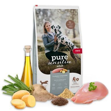 Сухий беззерновий корм для дорослих собак MERA ps fresh meat Truthan&Kartoffel зі свіжим м'ясом індички та картоплею 4025877571343 фото