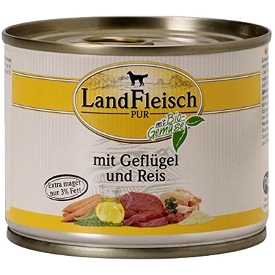 Консерви для собак LandFleisch з нежирним м'ясом птиці, рисом і свіжими овочами LF-0025001 фото