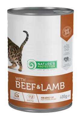 Влажный корм для взрослых кошек с говядиной и ягненком Nature's Protection with Beef & Lamb 400 г KIK45607 фото