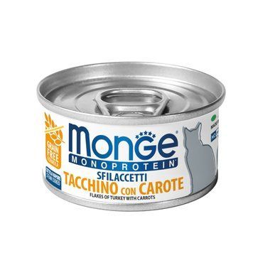 Влажный корм для кошек Monge Cat MONOPROTEIN мясные хлопья индейка морковь Monge_70007191 фото