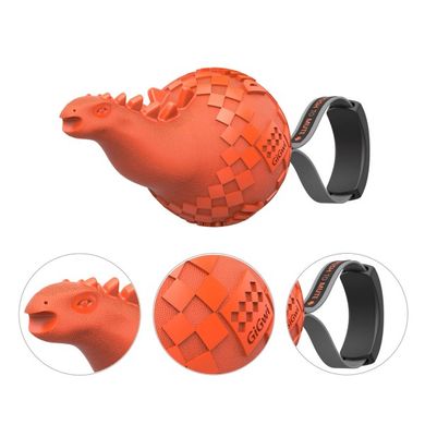 Іграшка для Собак Gigwi Dinoball Динозавр Помаранчевий зі звуком, що відключається 14 см Gigwi6470 фото