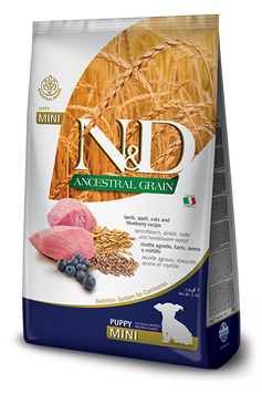 Низькозерновий сухий корм Farmina N&D LOW GRAIN DOG PUPPY MINI для цуценят дрібних порід (ягня / чорниця) PND0250079 фото