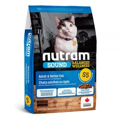 S5 Nutram Sound Balanced Wellness Adult & Senior - холістік корм для профілактики сечокам'яної хвороби у дорослих і літніх котів (курка / лосось) S5_(340g) фото