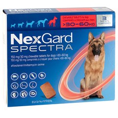 Таблетки от блох, клещей, гельминтов NexGard Spectra 8 мг для собак 30-60 кг, цена | Фото