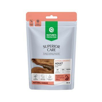 Ласощі для собак Nature's Protection Superior Care Rabbit Ears with Salmon Filling кролячі вушка з начинкою з лосося, 75 г KIKNPSC70539 фото