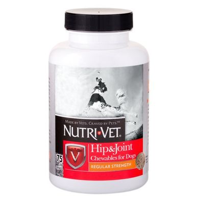 Добавка Nutri-Vet Hip&Joint Regular для укрепления суставов и связок, 1 уровень, 75 шт. 01271 фото