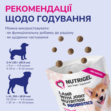 Функциональное лакомство для собак для суставов LK Baits Pet Nutrigel Lamb S-M с ягненком и пробиотиками (&Oslash; 15 мм), 150 г 7777005 фото