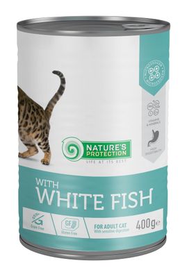 Вологий корм для дорослих котів з білою рибою Nature's Protection with White Fish 400 г KIK45609 фото