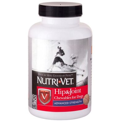 Добавка Nutri-Vet Hip & Joint Advanced для зміцнення суглобів, 3 рівень, 90 шт. 24476 фото