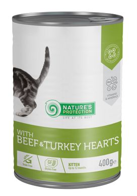 Влажный корм для котят с говядиной и сердцем индюшки Nature's Protection Kitten with Beef & Turkey hearts 400 г KIK45610 фото