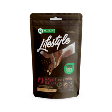 Ласощі для собак, сушені кролячі вуха з кроликом, Nature's Protection Lifestyle Snack For Dogs Dried Rabbit Ears With Rabbit 75г SNK46140 фото