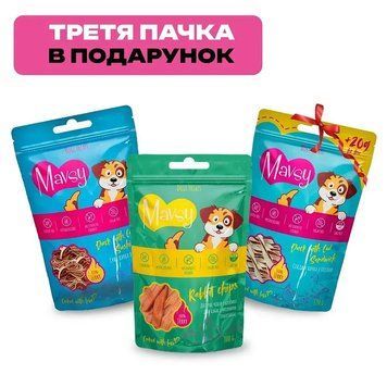 Сет ласощів для собак від 3-х місяців Mavsy DUCK & COD Sushi Rolls, RABBIT chips, DUCK & COD Sandwich SLSD01 фото