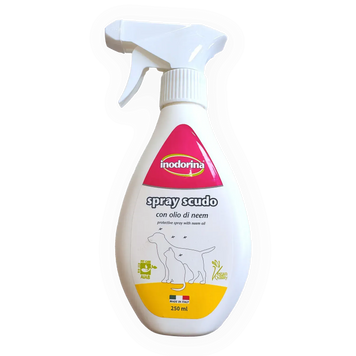 Спрей репеллент с маслом дерева Ним Inodorina Spray Scudo Neem Oil для очистки и защиты шерсти от паразитов для собак и кошек, 250 мл 280.0010.004 фото