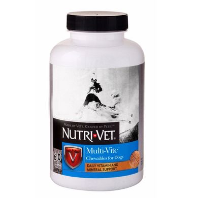 Комплекс вітамінів і мінералів Nutri-Vet Multi-Vite для собак (жувальні таблетки), 60 шт. 00215 фото