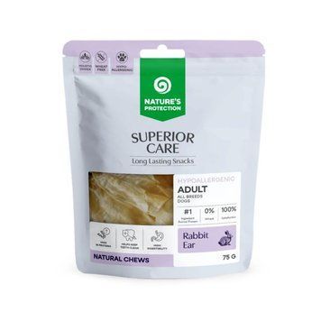 Лакомство для собак Nature's Protection Superior Care Natural Rabbit Ears натуральные кроличьи ушки, 75 г KIKNPSC70538 фото