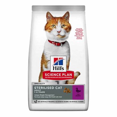 Сухий корм для дорослих стерилізованих котів Hill's Science Plan Adult Sterilised Cat з качкою Hills_607276 фото