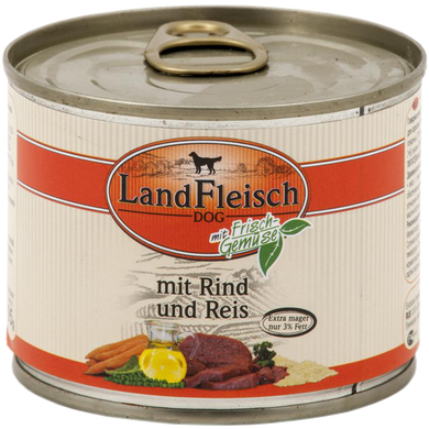 Консервы для собак LandFleisch с говядиной, рисом и свежими овощами LF-0025005 фото