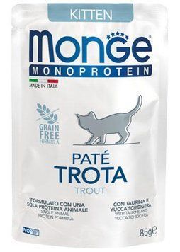 Вологий корм для кошенят Monge Cat MONOPROTEIN Kitten 100% форель Monge_70013727 фото